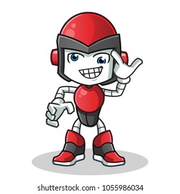 crazy robot humanoid mascot vector cartoon illustration