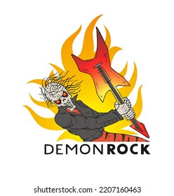 Crazy rocker and demon rock message draw