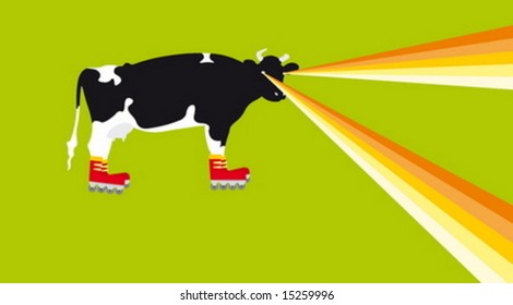 Crazy rollerskating cow