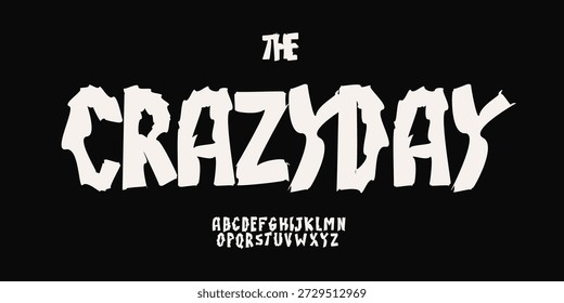Crazy Rough Font Logo Uneven Alphabet Vector Silly Letter Set Modern Typography, Psychedelic Typographic Design for Punk Music Poster Headline, Grunge Calligraphy, Destroy Fonts. Vector Typeface