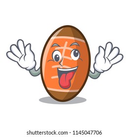 Crazy rugby ball mascot cartoon