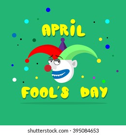 Crazy Sad Clown Face First April Day, Fool Holiday Concept Flat Vector Illustration