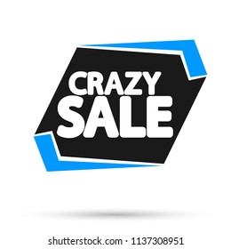 Crazy Sale banner design template, discount tag, vector illustration
