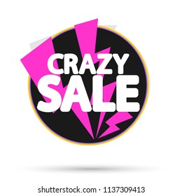 Crazy Sale banner design template, discount tag, vector illustration