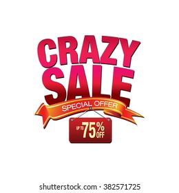 Crazy sale banner. Sale and discounts. Vector illustration