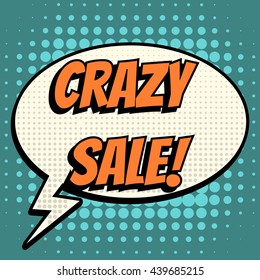 Crazy sale comic book bubble text retro style