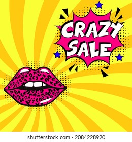 Crazy sale. Comic book explosion with text -  Crazy sale. Vector bright cartoon illustration in retro pop art style. Can be used for business, marketing and advertising.  Banner flyer pop art comic