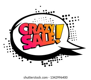 Crazy sale comic style banner with speech bubble