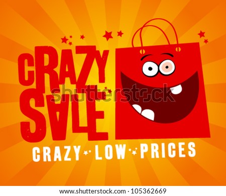 Crazy sale design template, with fun red bag.