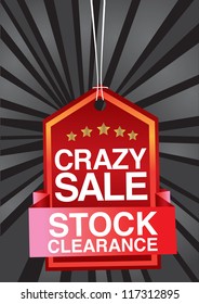 Crazy sale header design with price tag. Vector illustration