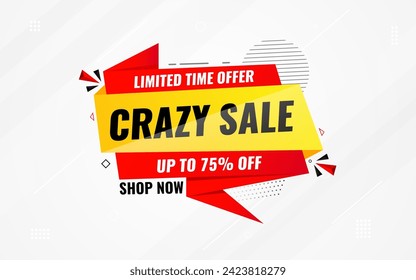 Crazy Sale ofrece Antecedentes. Plantilla de diseño de banner de venta. Ilustración vectorial. Banner de promoción de mercado y anuncio de descuento loco ilustración vectorial de fondo.