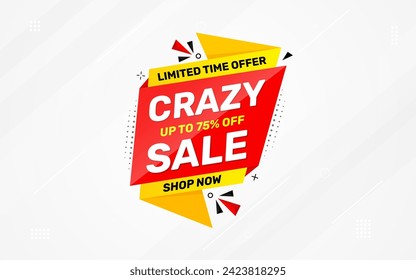 Crazy Sale offer Background. Sale banner design template. Vector illustration. Market promotion banner and crazy discount announcement background vector illustration.