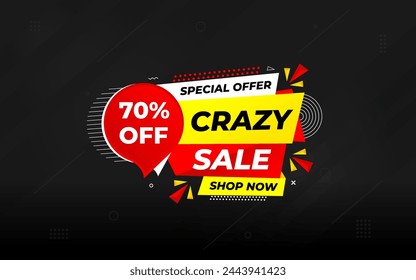 Crazy Sale offer Background. Sale banner design template. Vector illustration. Market promotion banner and crazy discount announcement background vector illustration