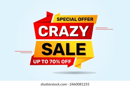 Crazy Sale offer Background. Sale banner design template. Vector illustration. Market promotion banner and crazy discount announcement background vector illustration.