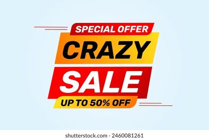 Crazy Sale offer Background. Sale banner design template. Vector illustration. Market promotion banner and crazy discount announcement background vector illustration.