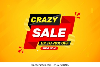 Crazy Sale offer Background. Sale banner design template. Vector illustration. Market promotion banner and crazy discount announcement background vector illustration.