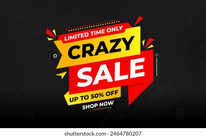 Crazy Sale offer Background. Sale banner design template. Vector illustration. Market promotion banner and crazy discount announcement background vector illustration.