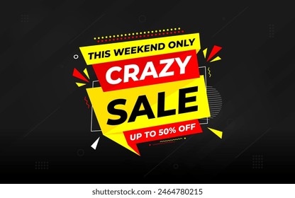 Crazy Sale offer Background. Sale banner design template. Vector illustration. Market promotion banner and crazy discount announcement background vector illustration.