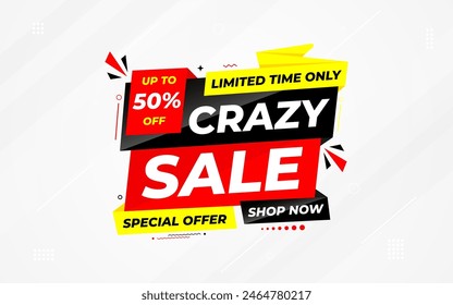 Crazy Sale offer Background. Sale banner design template. Vector illustration. Market promotion banner and crazy discount announcement background vector illustration.
