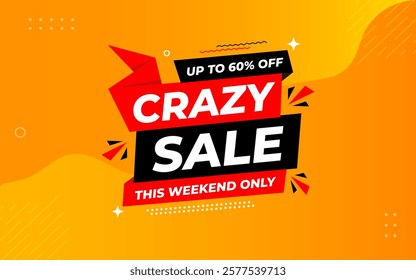 Crazy Sale offer Background. Sale banner design template. Vector illustration. Market promotion banner and crazy discount announcement background vector illustration