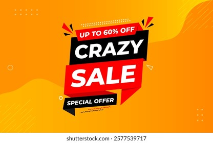 Crazy Sale offer Background. Sale banner design template. Vector illustration. Market promotion banner and crazy discount announcement background vector illustration