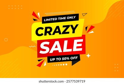 Crazy Sale offer Background. Sale banner design template. Vector illustration. Market promotion banner and crazy discount announcement background vector illustration