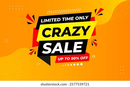 Crazy Sale offer Background. Sale banner design template. Vector illustration. Market promotion banner and crazy discount announcement background vector illustration