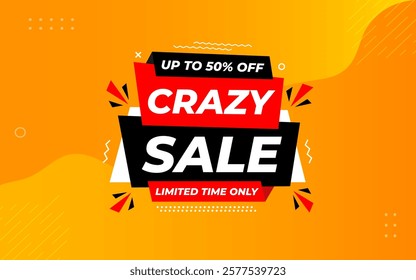 Crazy Sale offer Background. Sale banner design template. Vector illustration. Market promotion banner and crazy discount announcement background vector illustration