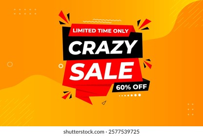 Crazy Sale offer Background. Sale banner design template. Vector illustration. Market promotion banner and crazy discount announcement background vector illustration