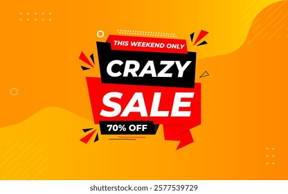 Crazy Sale offer Background. Sale banner design template. Vector illustration. Market promotion banner and crazy discount announcement background vector illustration