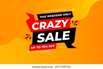 Crazy Sale offer Background. Sale banner design template. Vector illustration. Market promotion banner and crazy discount announcement background vector illustration