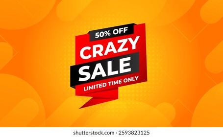 Crazy Sale offer Background. Sale banner design template. Vector illustration. Market promotion banner and crazy discount announcement background vector illustration
