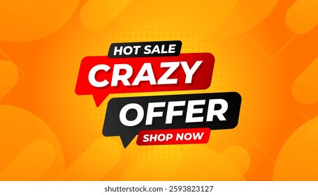 Crazy Sale offer Background. Sale banner design template. Vector illustration. Market promotion banner and crazy discount announcement background vector illustration