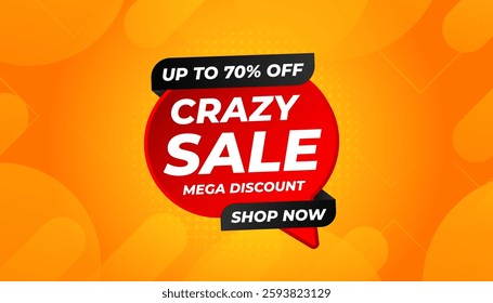 Crazy Sale offer Background. Sale banner design template. Vector illustration. Market promotion banner and crazy discount announcement background vector illustration