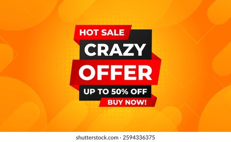 Crazy Sale offer Background. Sale banner design template. Vector illustration. Market promotion banner and crazy discount announcement background vector illustration