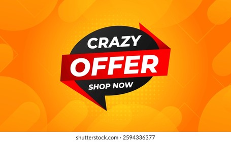 Crazy Sale offer Background. Sale banner design template. Vector illustration. Market promotion banner and crazy discount announcement background vector illustration