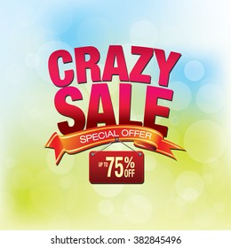 Crazy sale shopping background and label for business promotion 