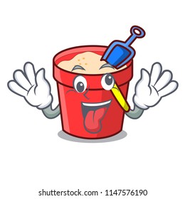 Crazy sand bucket mascot cartoon