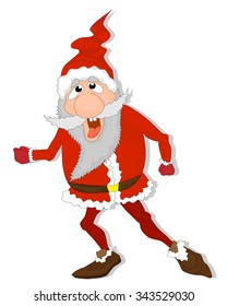 Crazy Santa Claus Cartoon Character. Vector Illustration