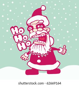 Crazy Santa, color vector illustration