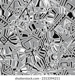 Crazy scandi sketch random black pattern. Creative chaos and variety. Modern art drawing painting. 2d illustration. Digital texture wallpaper. Artistic sketch draw backdrop material.