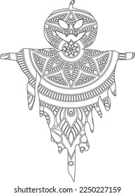 Crazy scarecrow  mandala coloring page
