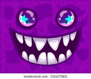 So crazy scary alien face. Violet monster