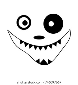Crazy and scary smiley on a white background. Vector art.