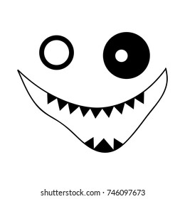 Crazy and scary smiley on a white background. Vector art.