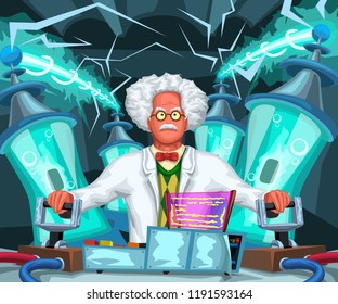 crazy scientist at work - Shutterstock ID 1191593164