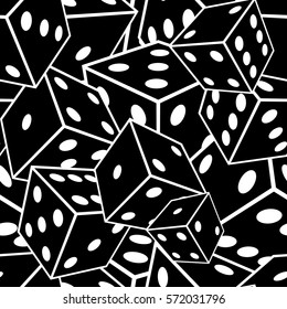 Crazy seamless vector pattern made of dices.