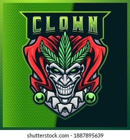 Crazy Skull Clown esport and sport mascot logo design with modern illustration concept for team, badge, emblem and t-shirt printing. Crazy Clown illustration on isolated background. Premium Vector