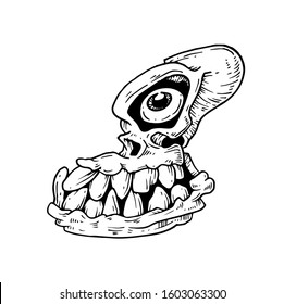 CRAZY SKULL FUNNY DRAWING STYLE VECTOR