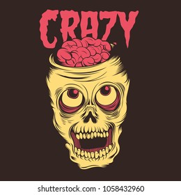 Crazy Skull Illustration